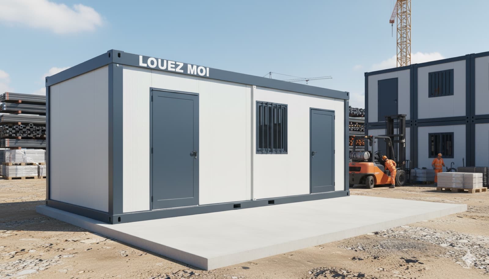 Module vestiaire avec sanitaire intégré pour base vie
